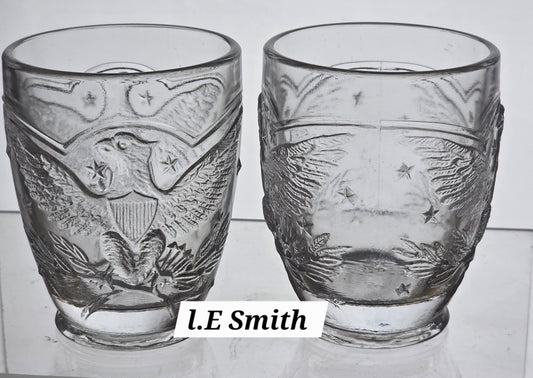 L.E Smith Glass Eagle barware dor Pair