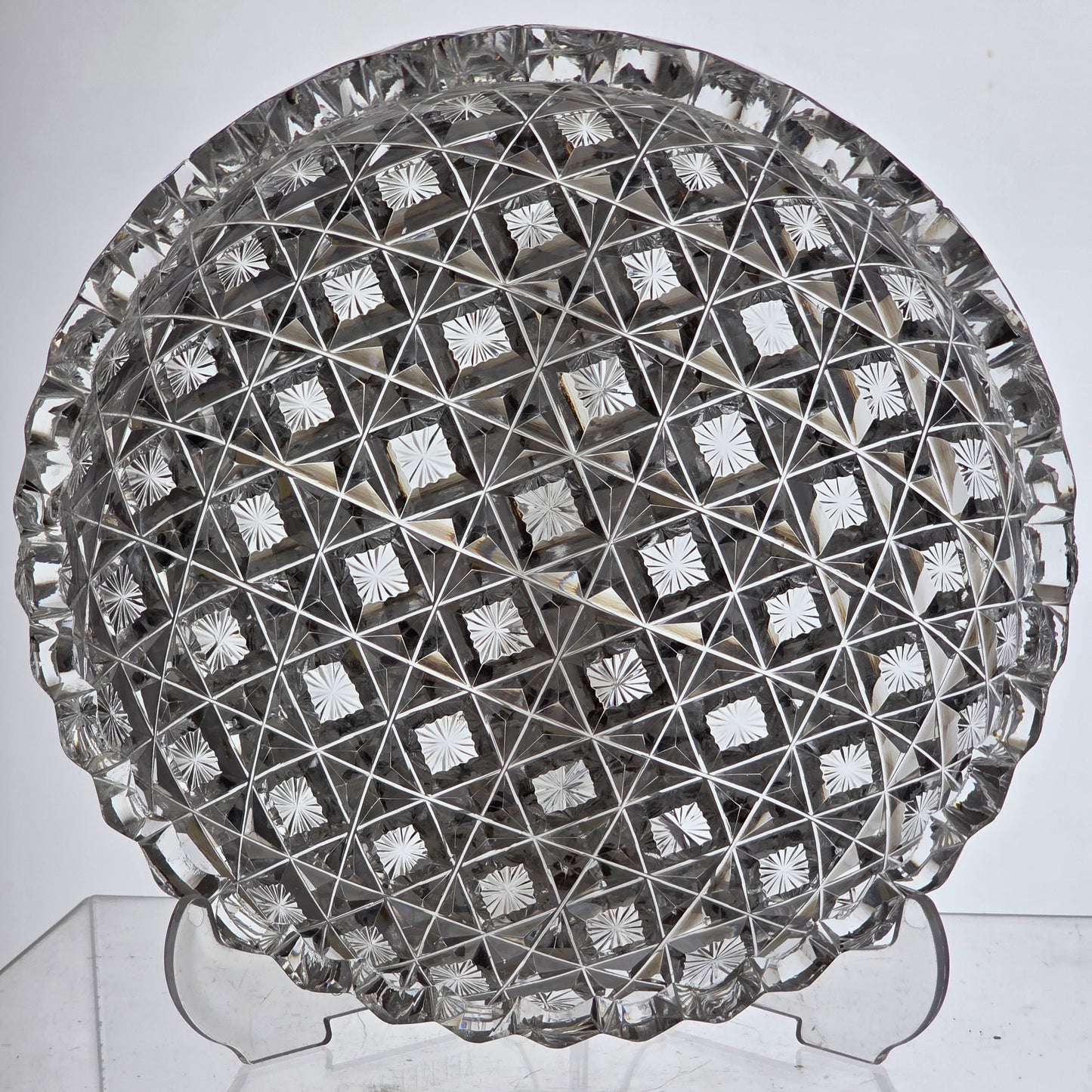 ABP cut glass mouth blown low bowl American brilliant period 1886 -1915 tg4 .