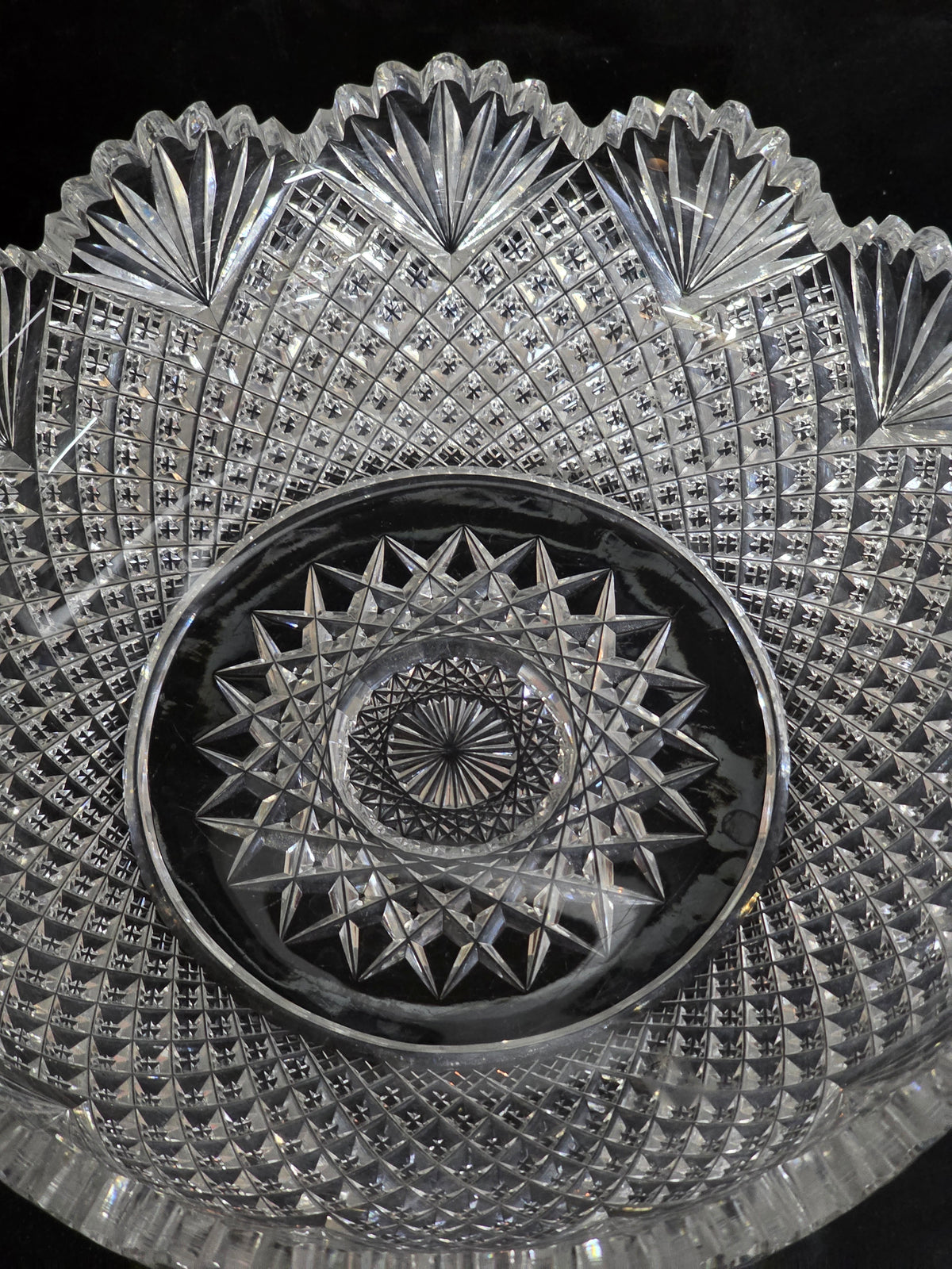 Signed Sinclair ABP cut glass blown blank bowl American brilliant period 1886 -1915 bob54