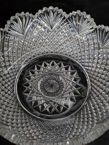 Signed Sinclair ABP cut glass blown blank bowl American brilliant period 1886 -1915 bob54