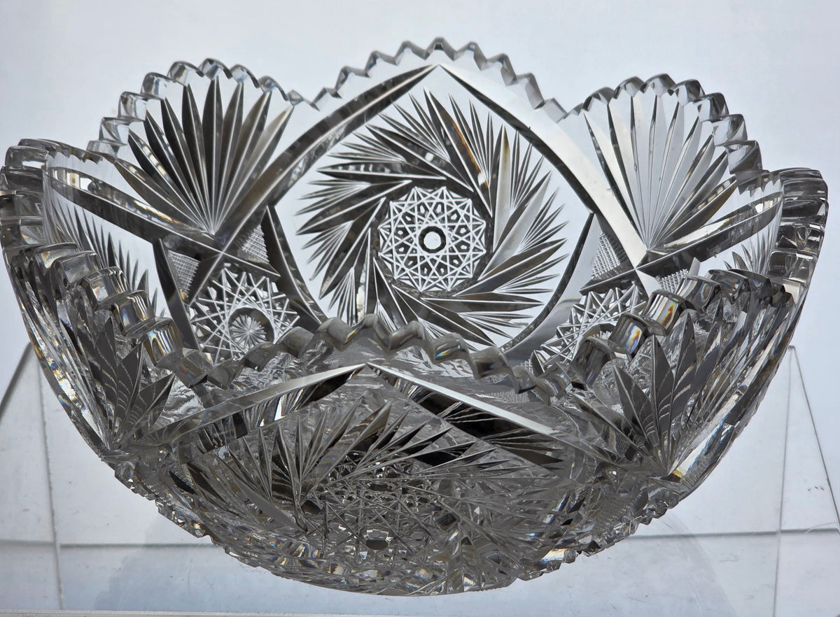 ABP cut glass bowl American brilliant period 1886 -1915 palm1
