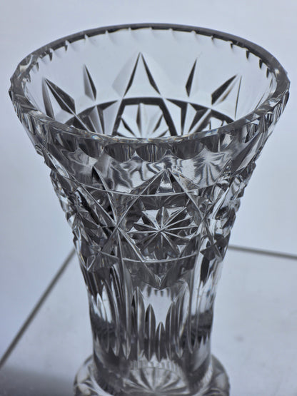 Hand cut glass small vase