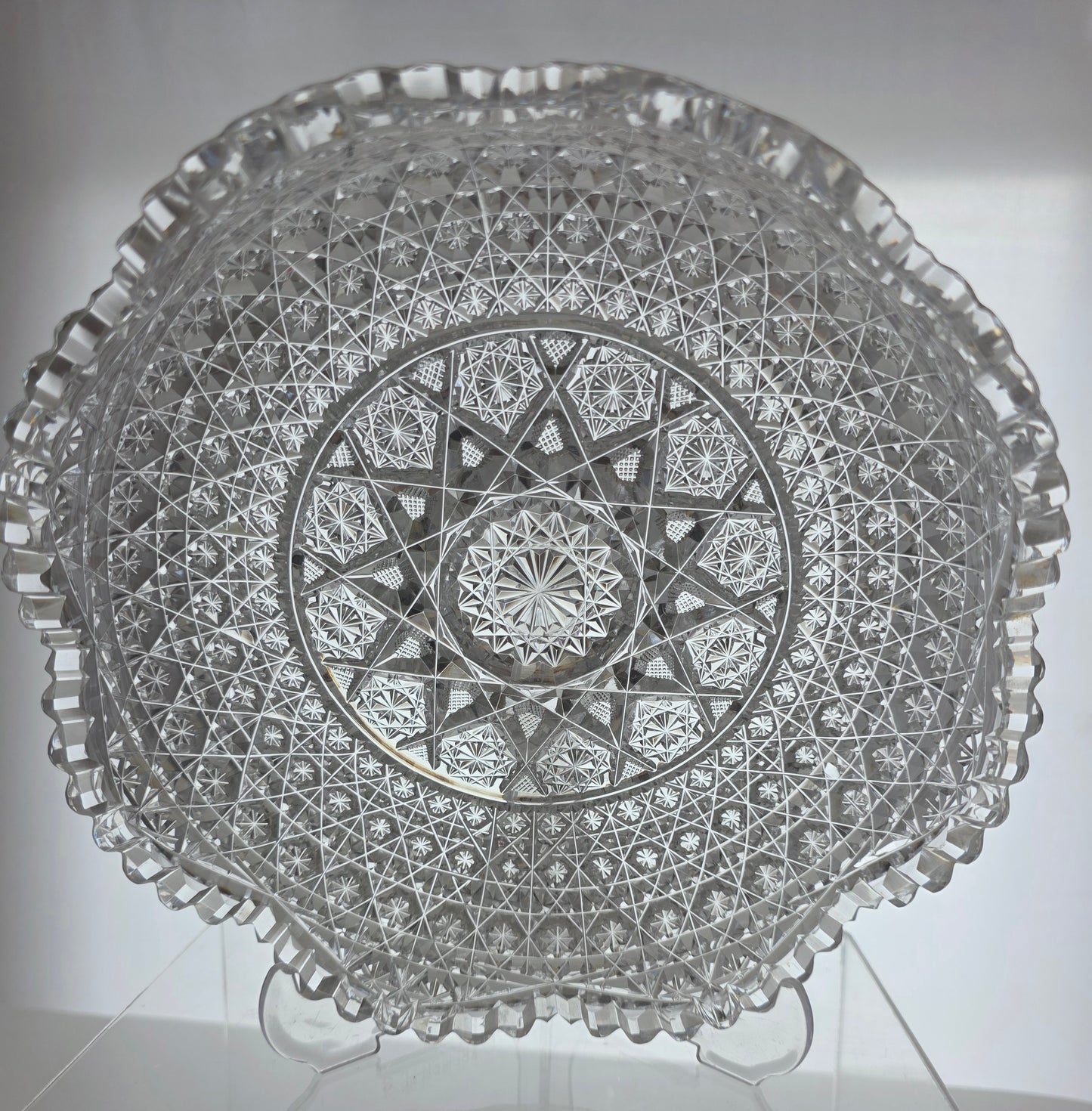ABP cut glass flashy low bowl American brilliant period 1886 -1915 bob54