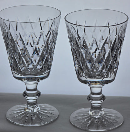 Hand cut clear glass goblet Seneca Pair