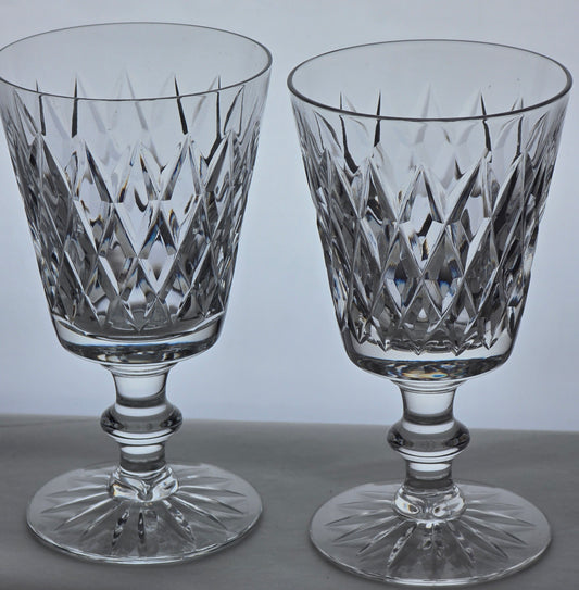 Hand cut clear glass goblet Seneca Pair