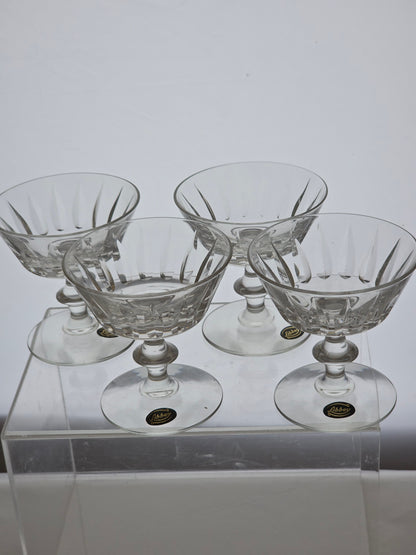 4 Libbey cut glass tall sherbert / champagne Raleigh