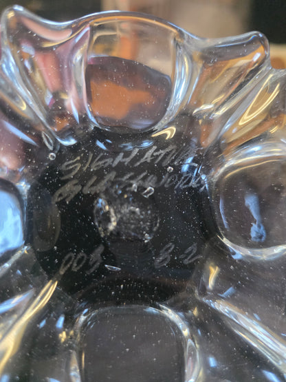 Signed art glass amethyst dish mug
