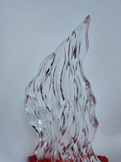 Hand cut Crystal plaque with L.E SMITH glass cullet base