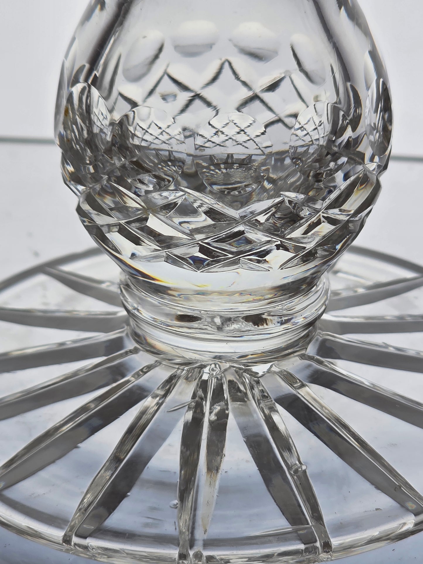 Pair candle cut glass sticks crystal
