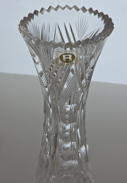 Rogaska Hand Cut glass footed vase 24% lead crystal