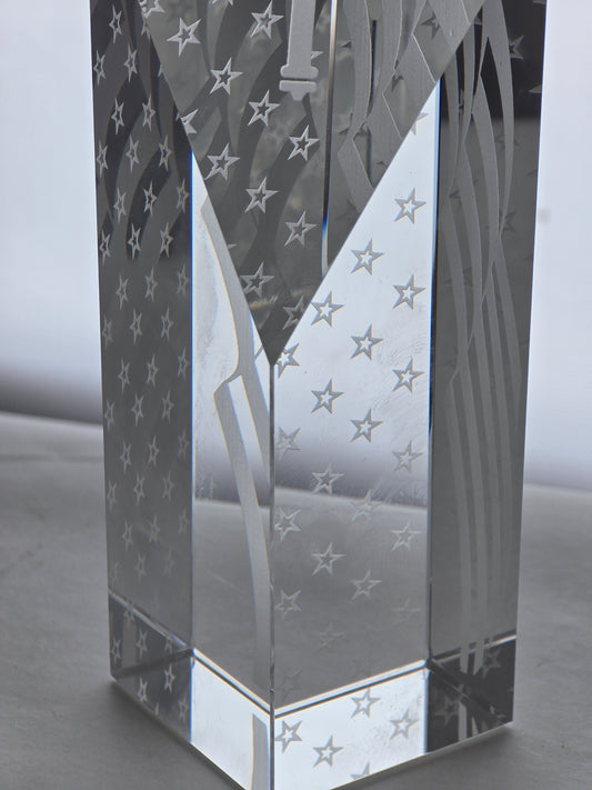 Glass art optical sculpture stars and stripes
