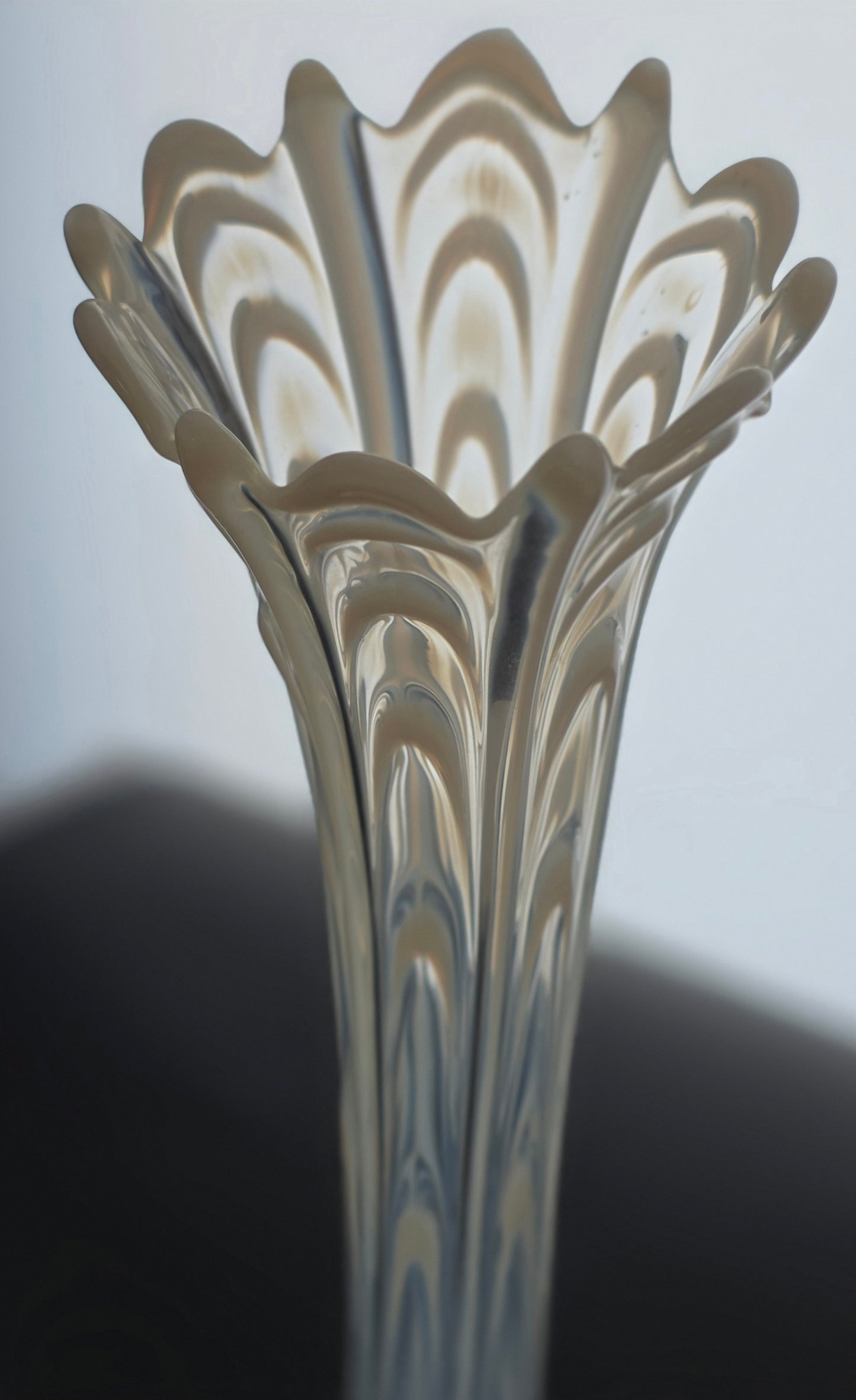 Fenton glass iridescent swung drape vase