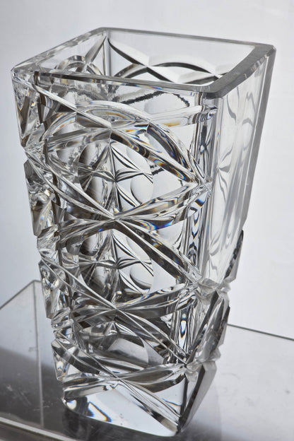 Hand cut square vase Signed Peter ORourke Made in USA Mt Pleasant PA for Engravers