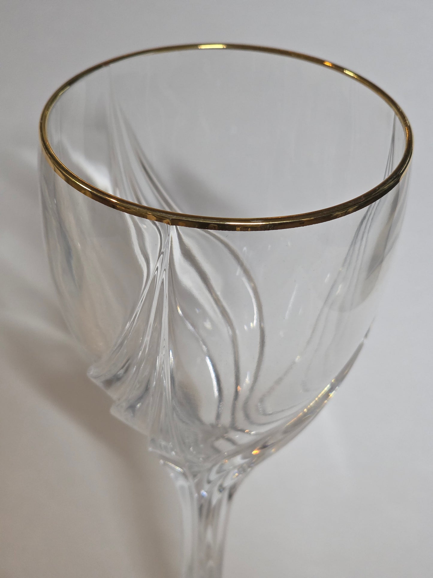 Signed Lenox Debut gold rim glass goblets Crystal pair
