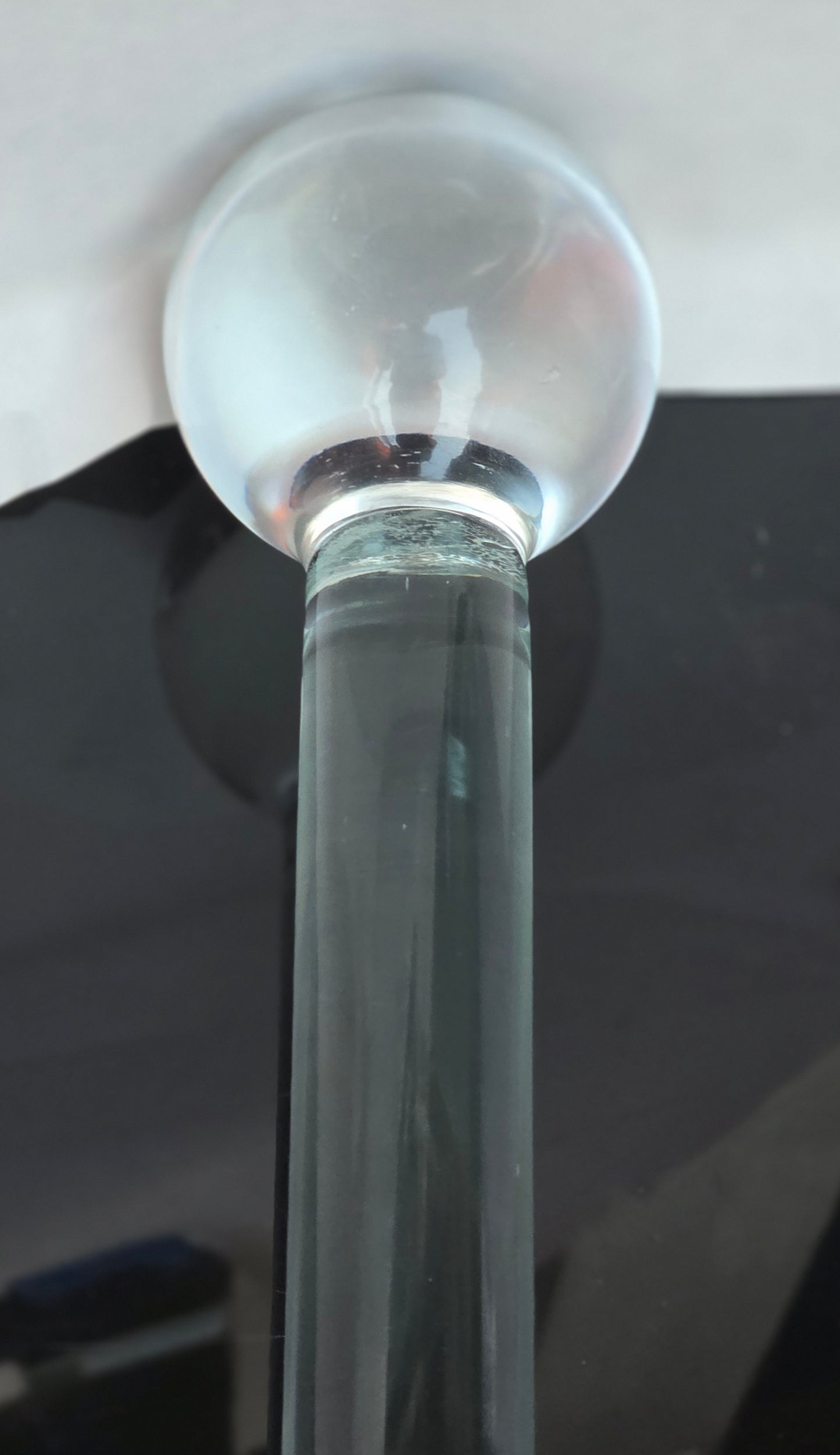 Clear glass cane walking stick round knob mug13