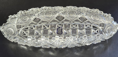 ABP cut glass Signed Clark Prima Donna oval dish American brilliant period pa8 -