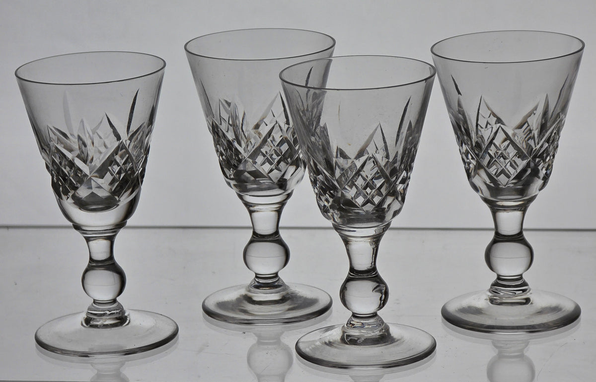 4 Signed Hand Cut Glass Liquor Glengarry Cambridge Stuart