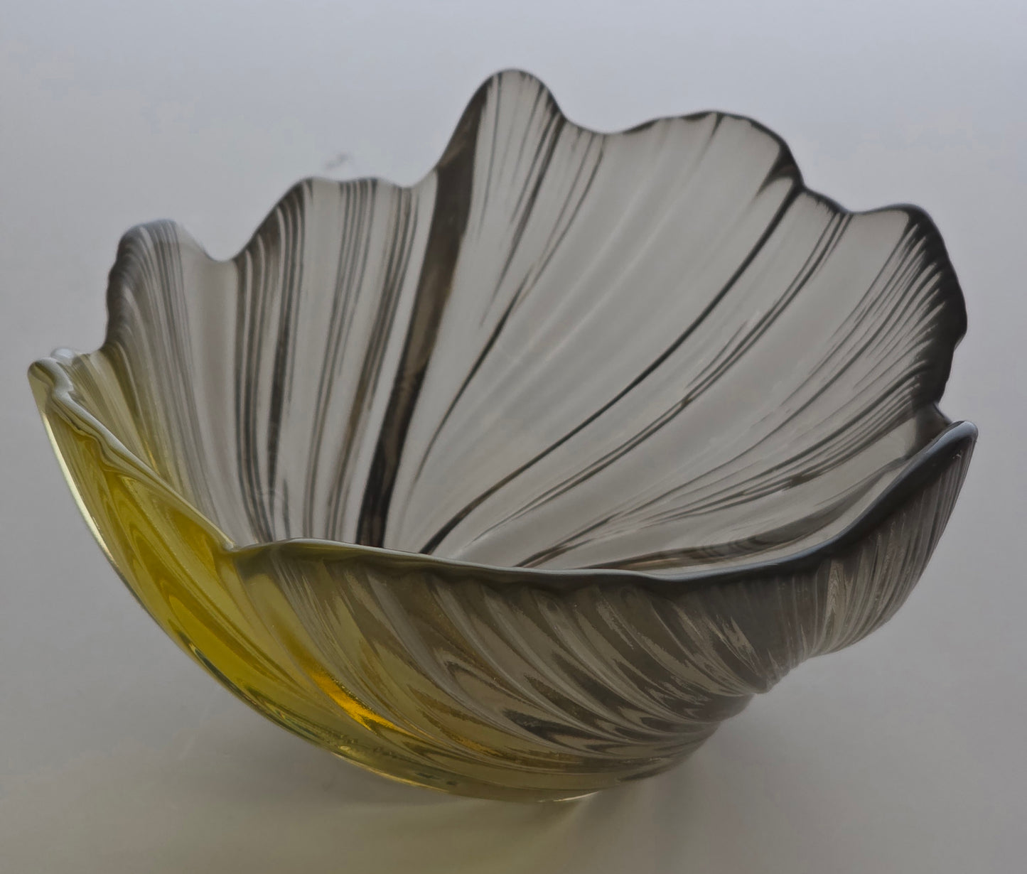Amber light charcoal swirl  bowl glass Walterglas