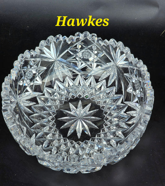 Hawkes American Brilliant Period Cut Glass Antique bowl Signed