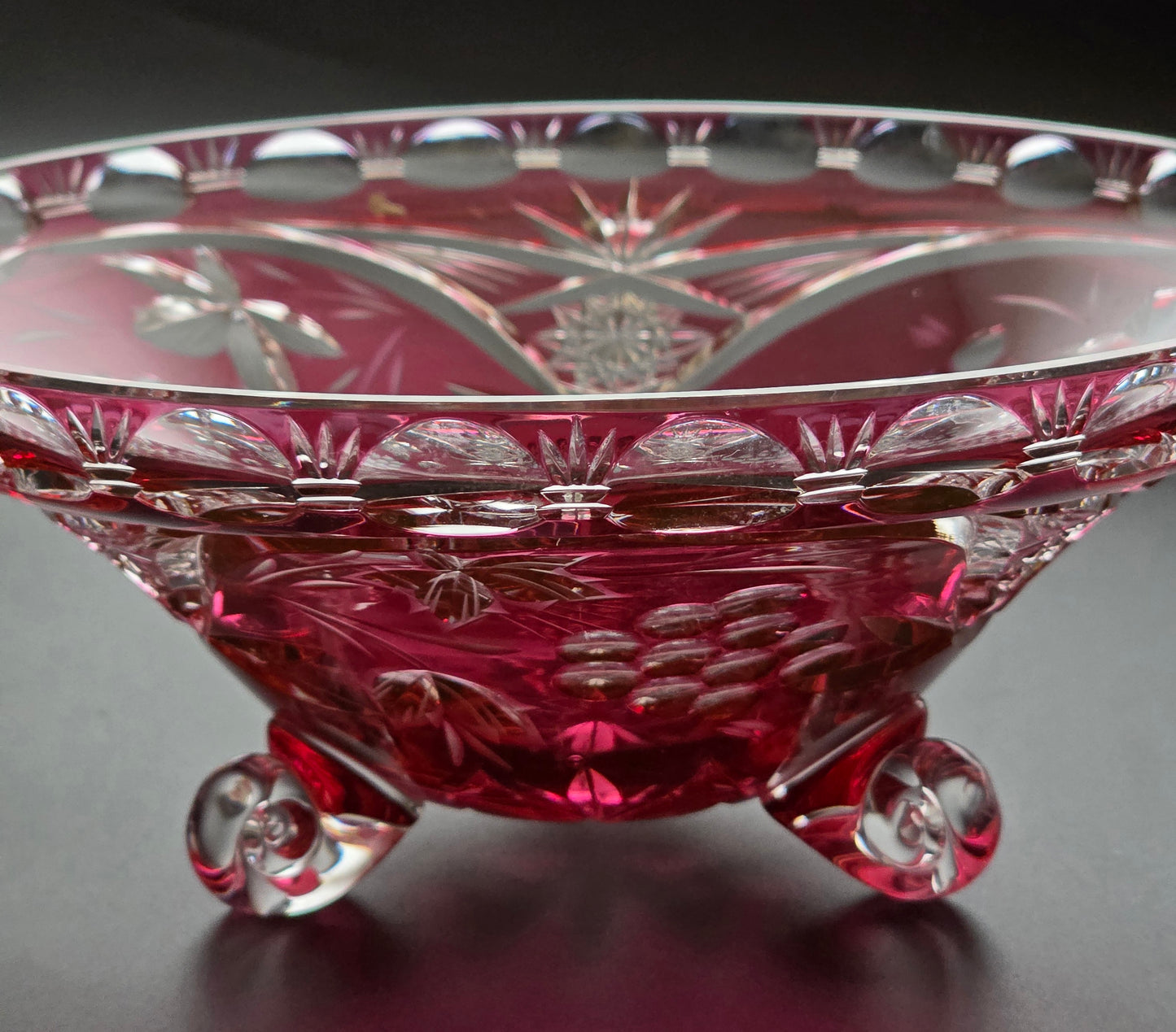 Cut to clear 3 leged bowl Hand cut
