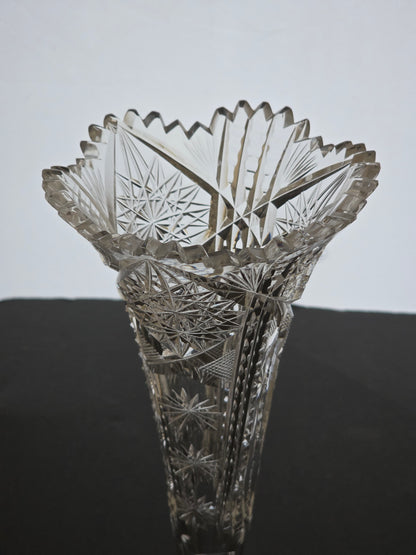 ABP cut glass Signed trumpet vase antique bob23