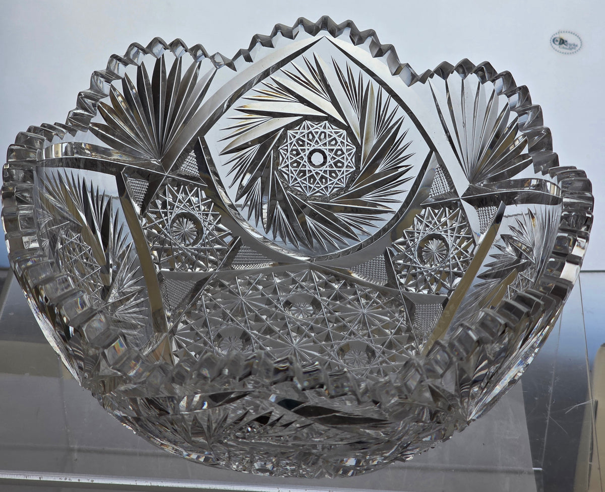 ABP cut glass bowl American brilliant period 1886 -1915 palm1