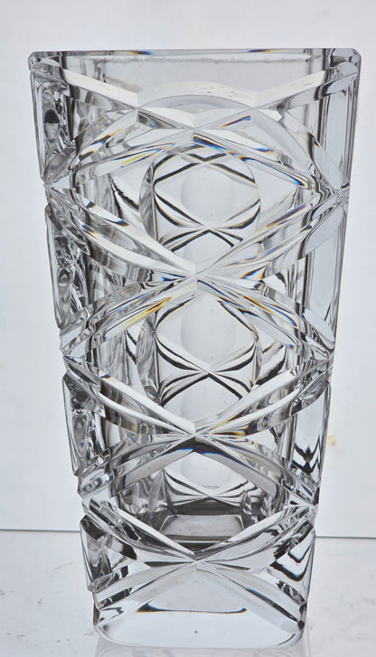 Hand cut square vase Signed Peter ORourke Made in USA Mt Pleasant PA for Engravers