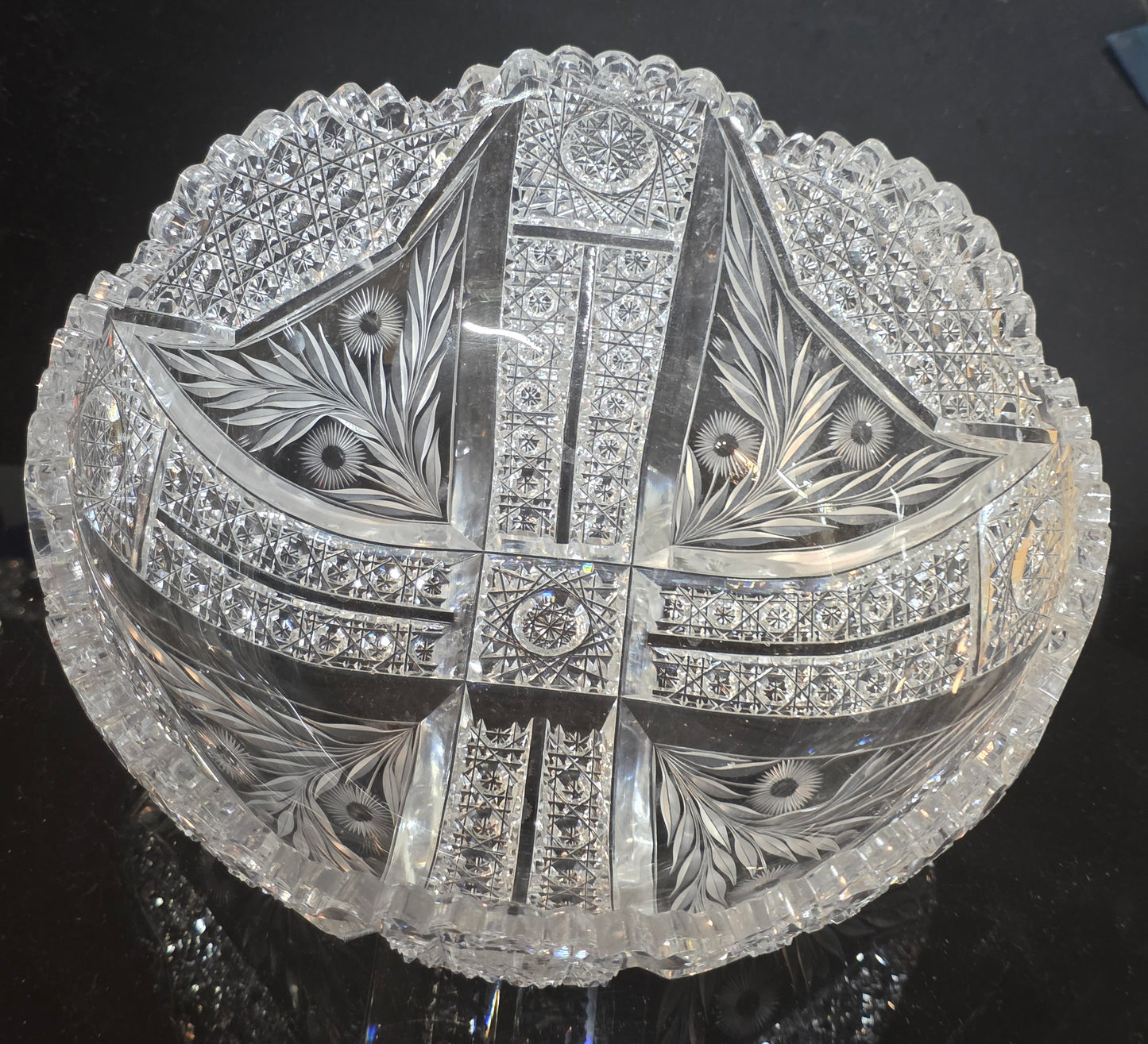 ABP cut glass bowl American brilliant period 1886 -1915 bob60