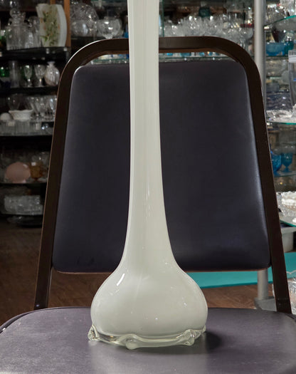 Tall glass white vase - 27.75" high