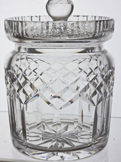 Signed Waterford crystal Lismore cookie jar with lid
