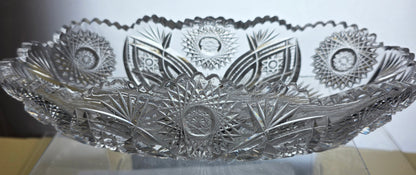 ABP cut glass oval Celery Dish American brilliant period geo1
