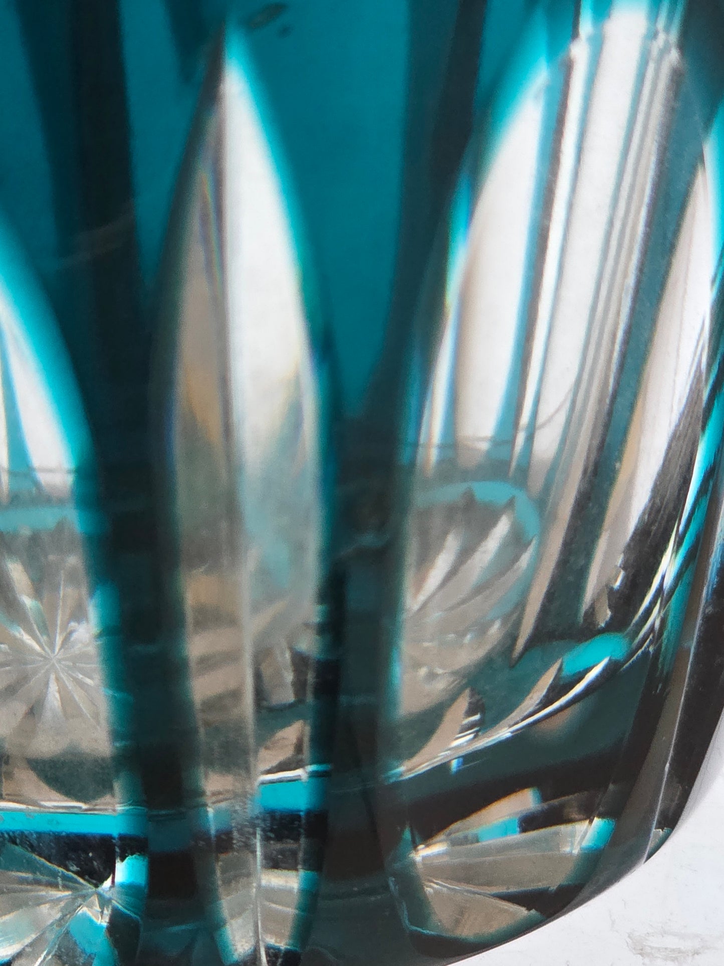 Hand Cut to clear Thiel glass vase