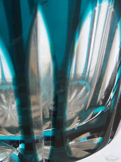 Hand Cut to clear Thiel glass vase