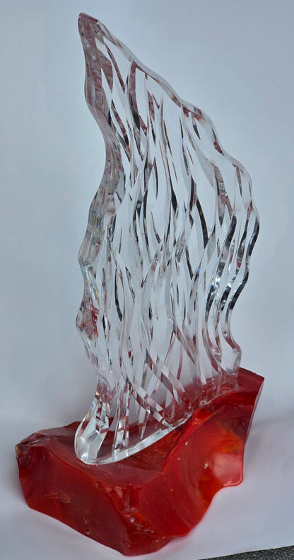 Hand cut Crystal plaque with L.E SMITH glass cullet base