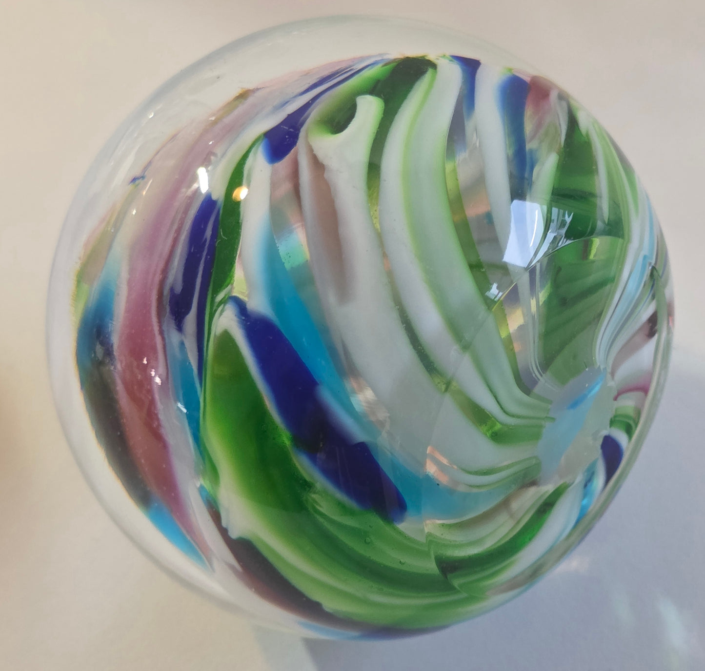 Art glass multicolor swirl paperweight