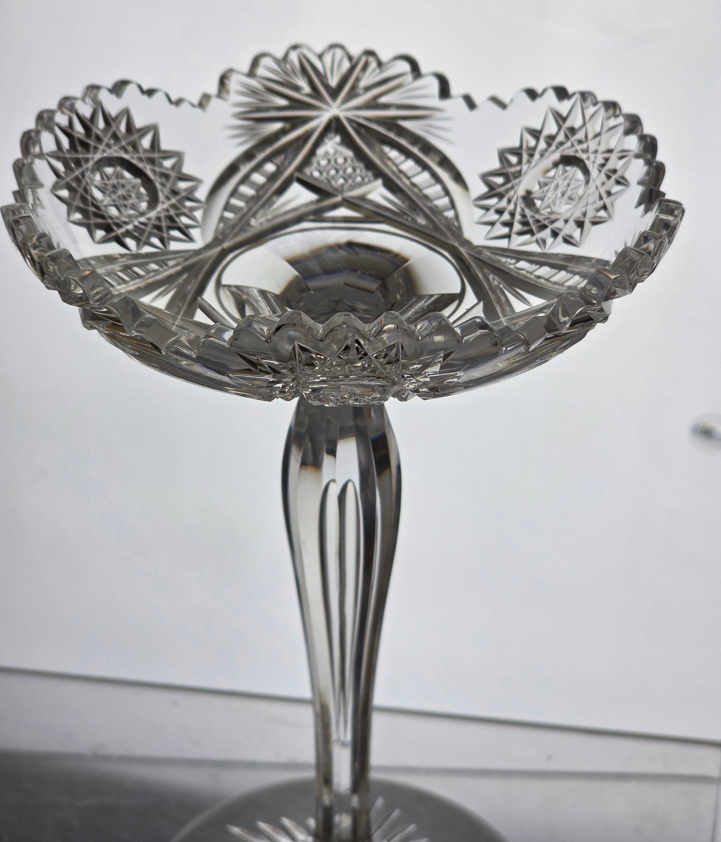 ABP cut glass compote American brilliant period 1886 -1915 PA23