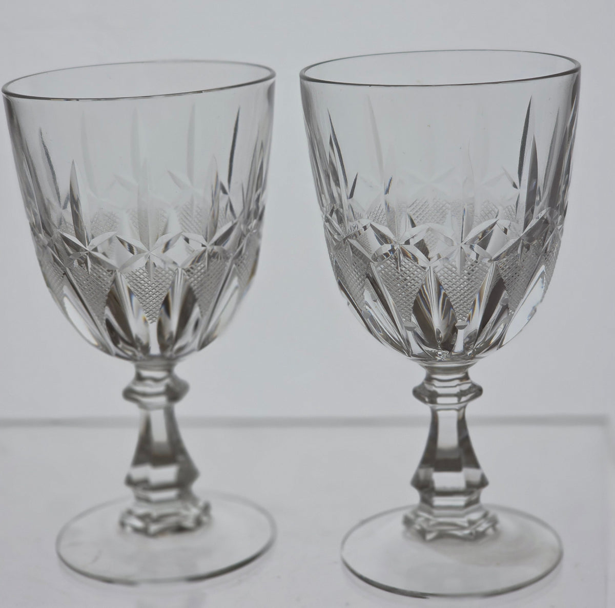 4 Hand Cut glass wines stemware