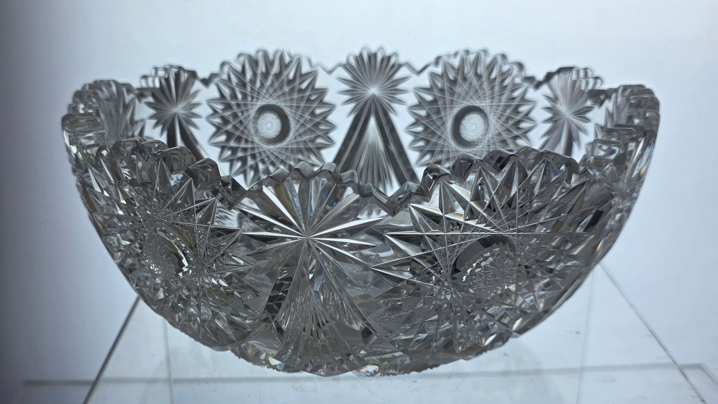 ABP cut glass mouth blown bowl American brilliant period 1886 -1915 tg2