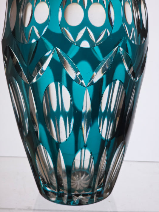 Hand Cut to clear Thiel glass vase