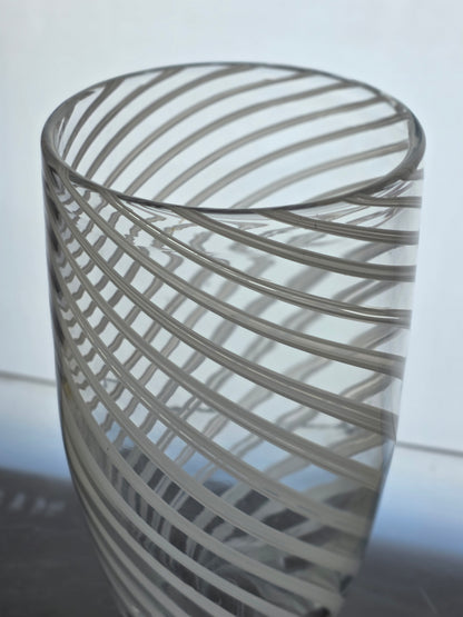 Art glass white swirl vase