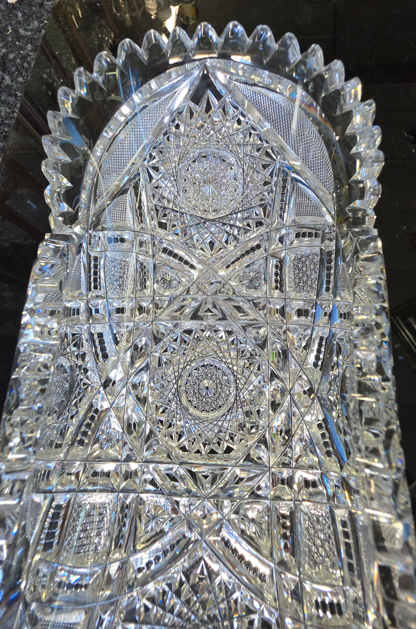 ABP Crystal Cut Glass Libbey oval folded tray