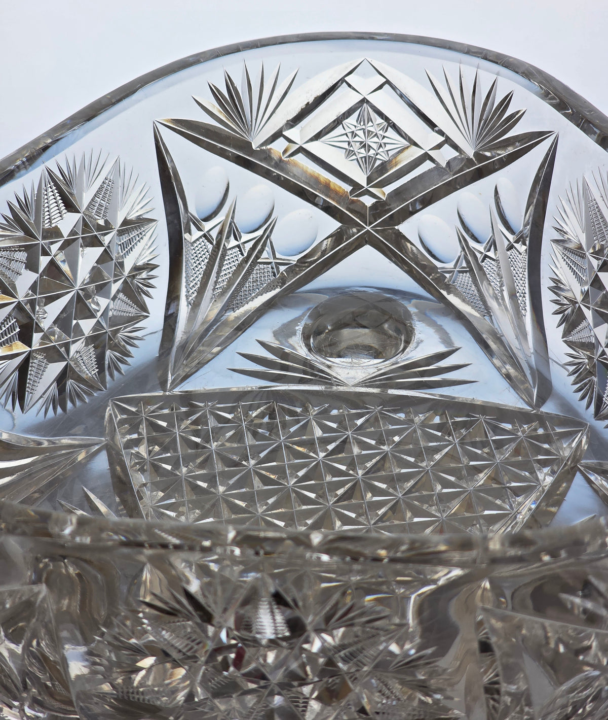 ABP cut glass Fry triangle bowl American