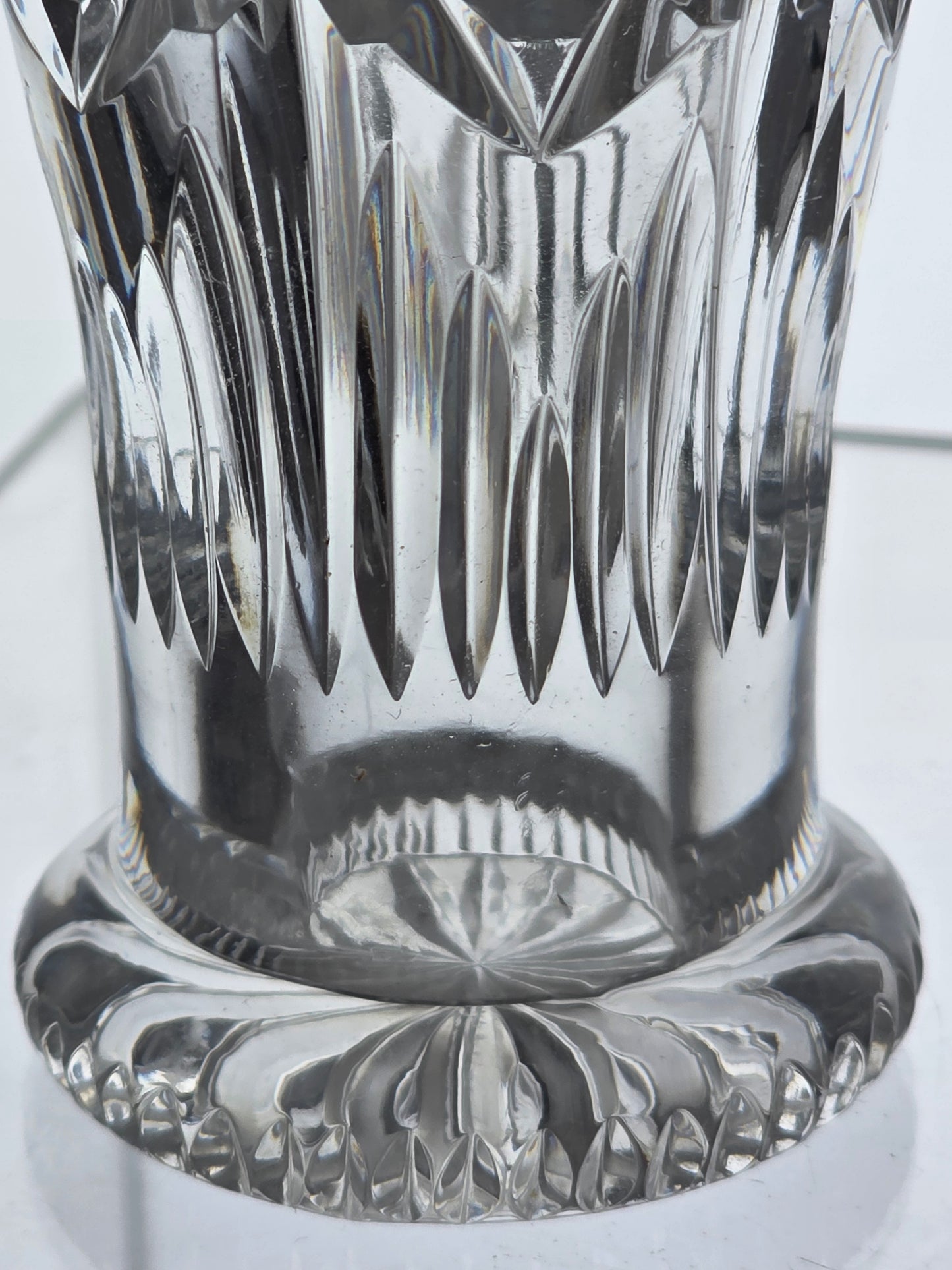 Hand cut glass small vase