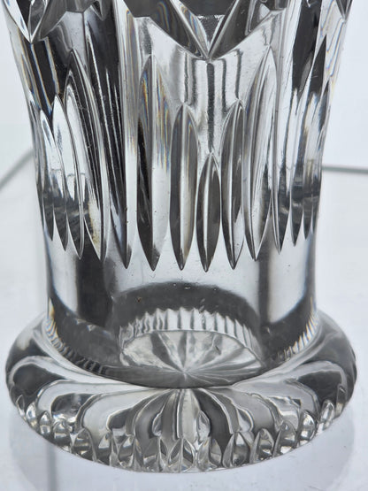 Hand cut glass small vase