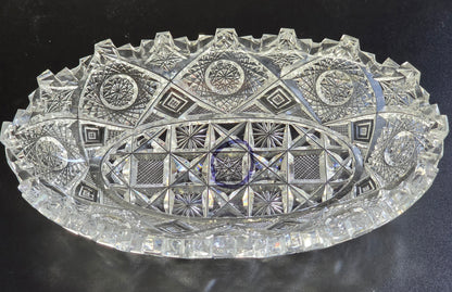 ABP cut glass Signed Clark Prima Donna oval dish American brilliant period pa9