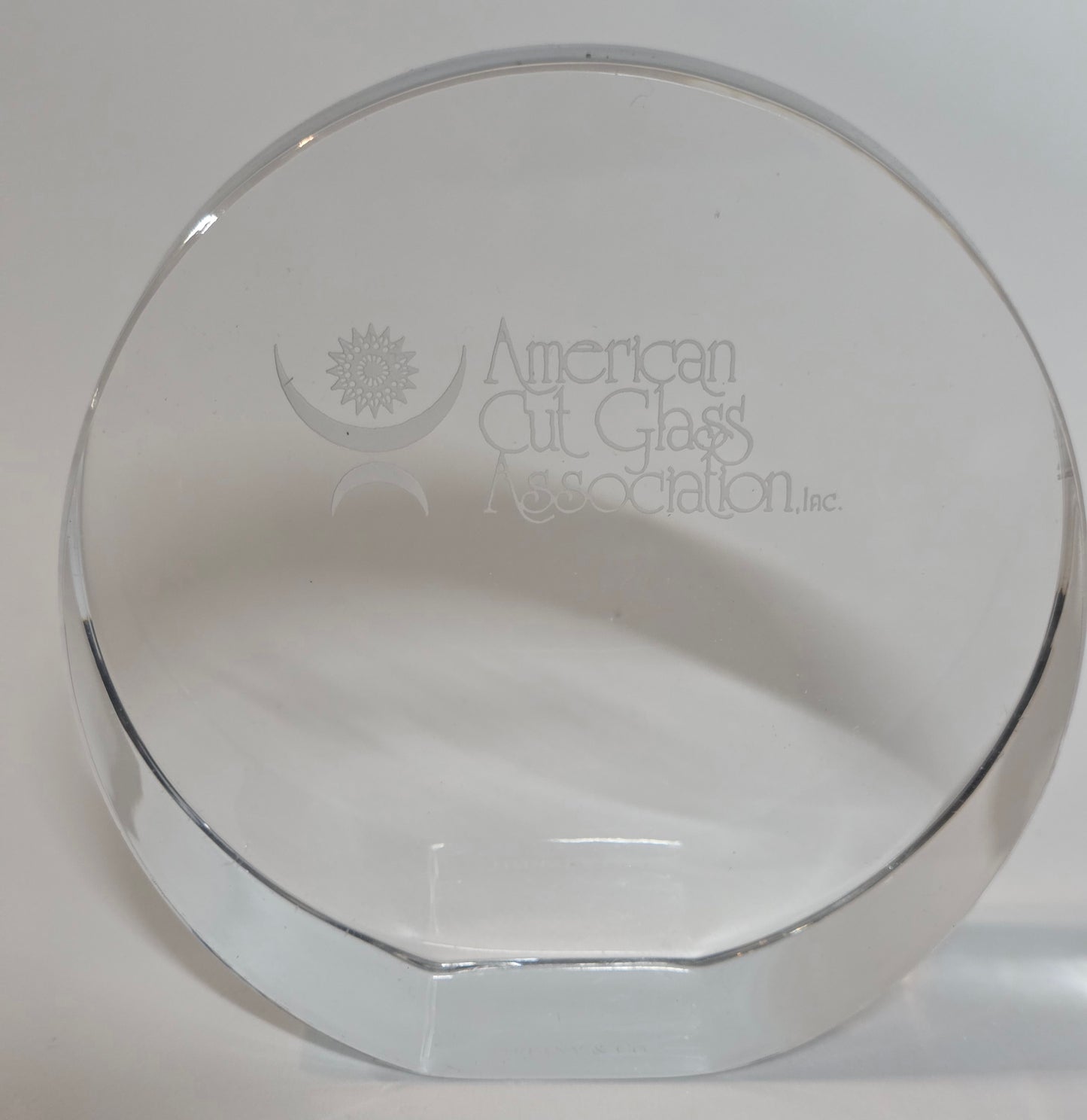 Signed Tiffany Plaque etched glass American Cut Glass Association