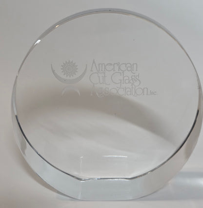 Signed Tiffany Plaque etched glass American Cut Glass Association