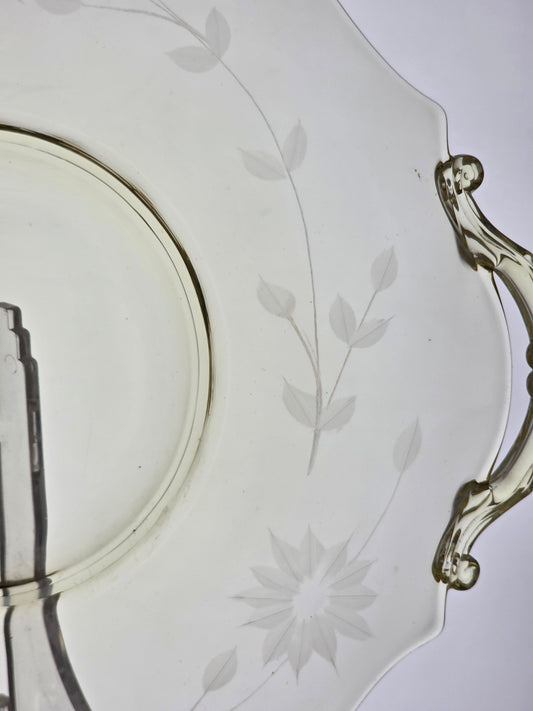 Lancaster Glass Co. Yellow Jubilee serving plate