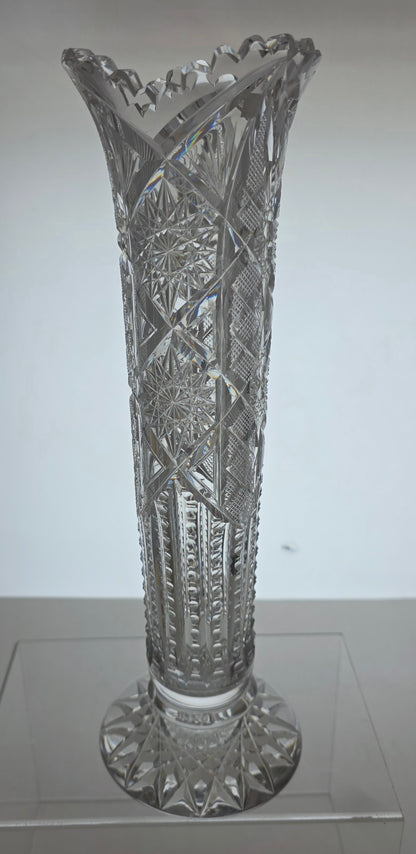 ABP cut glass vase antique Signed Libbey