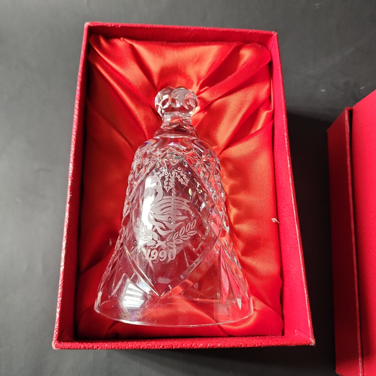 Signed Waterford cut glass 1990 Christmas bell